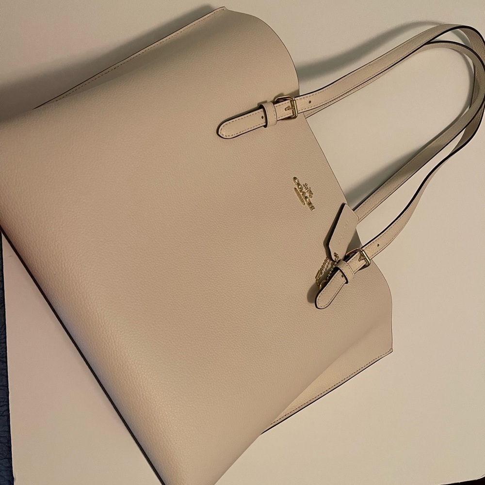 Coach Mollie Tote Gold/chalk Light Saddle Tote Like New